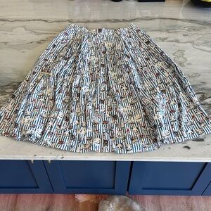 Blue & White Striped Floral Circle Skirt